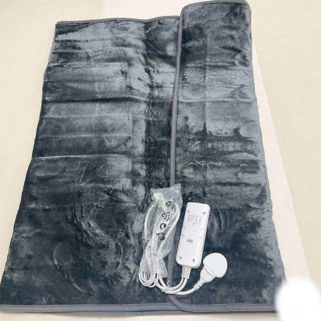 フランネル素材電気敷き毛布160x80cm ネイビーグレー