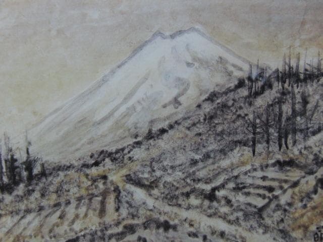 横山葩生、【富士暖日】、希少な額装用画集より、新品額装付、状態良好