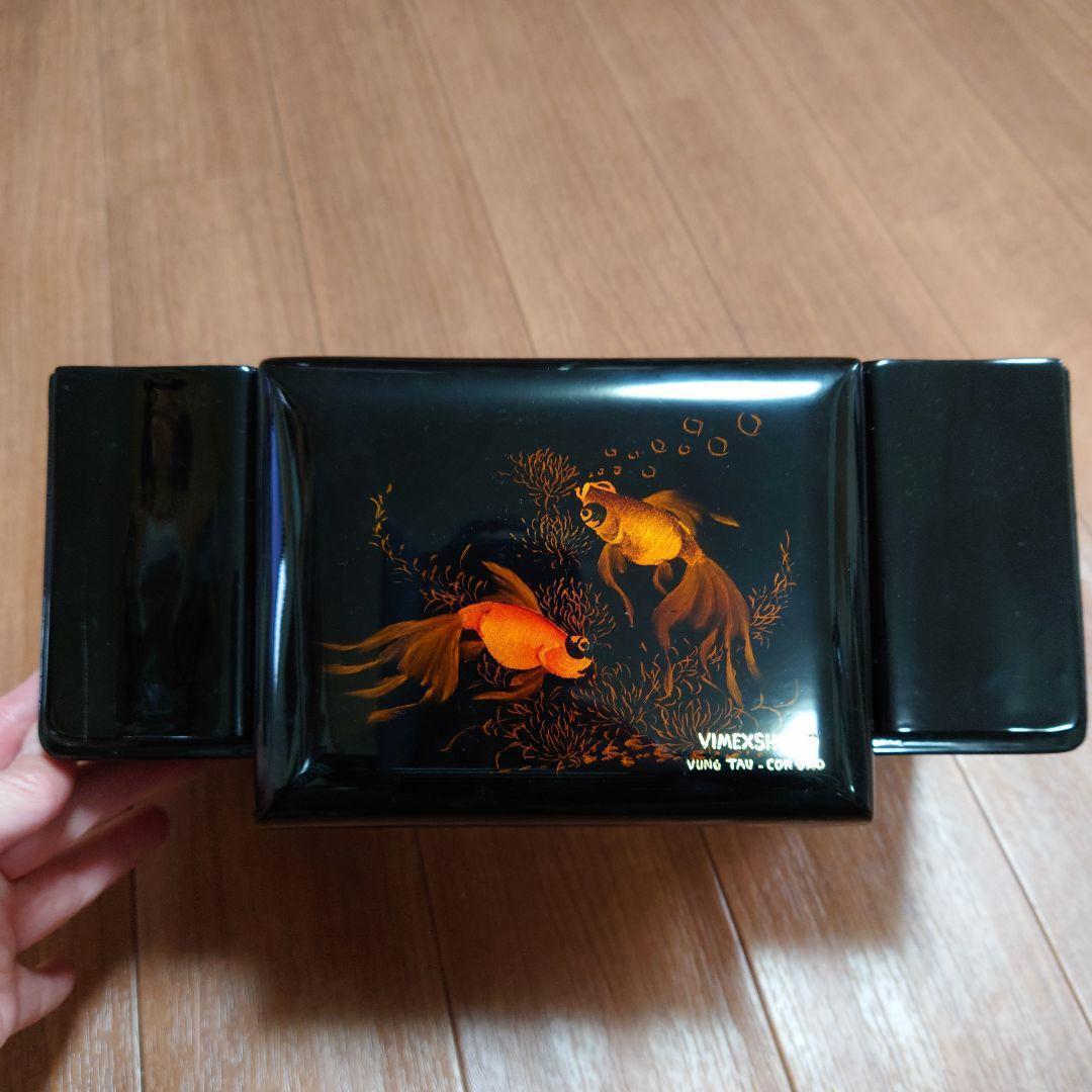Asian Cigarette Box ★金魚★小物入れ★黒漆