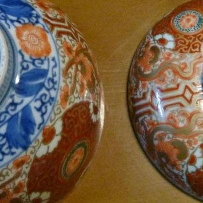 骨董　大明成化年製　古伊万里　錦蓋碗　5客セット　木箱付き