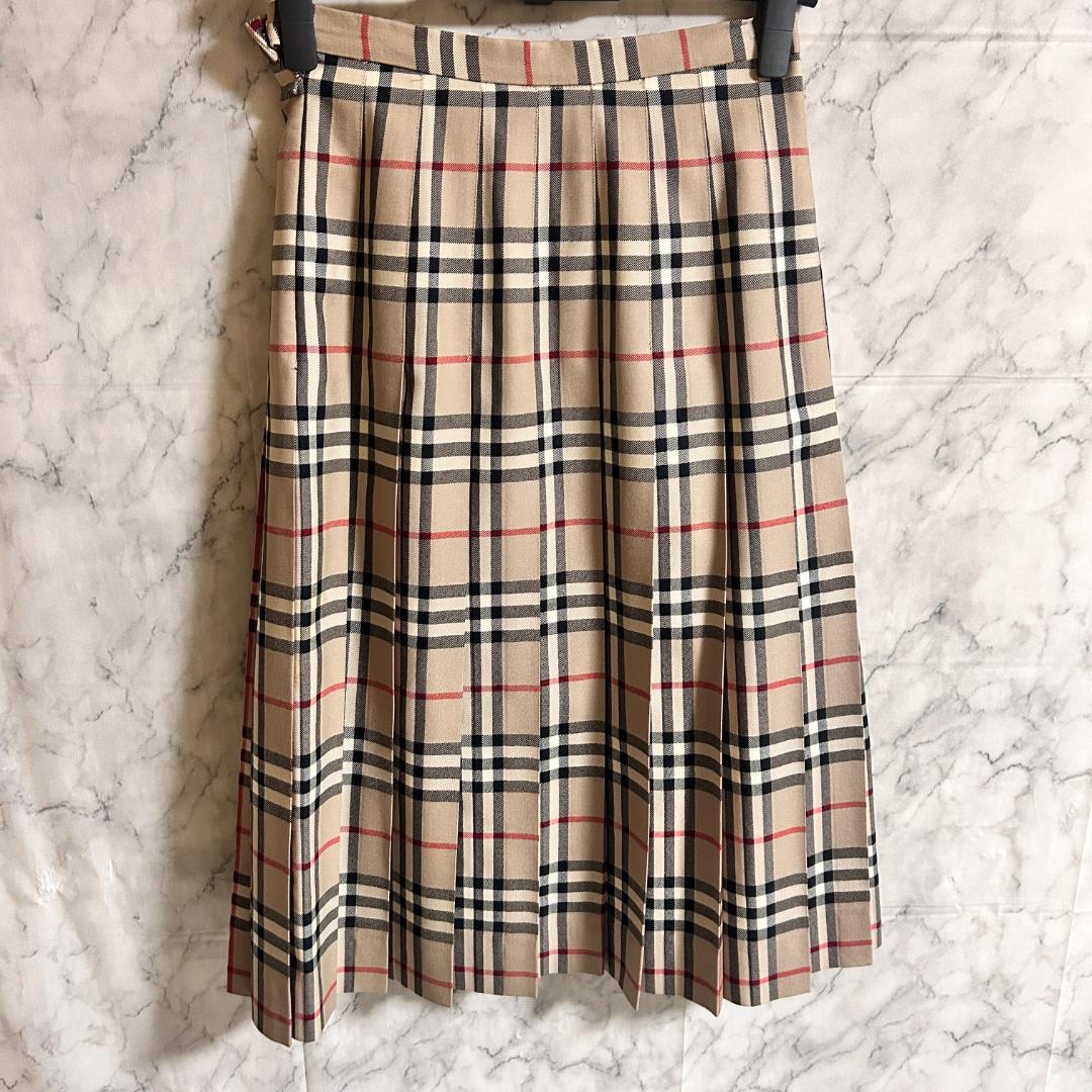 BURBERRYS バーバリー プリーツスカート ノバチェック ベージュ ウール