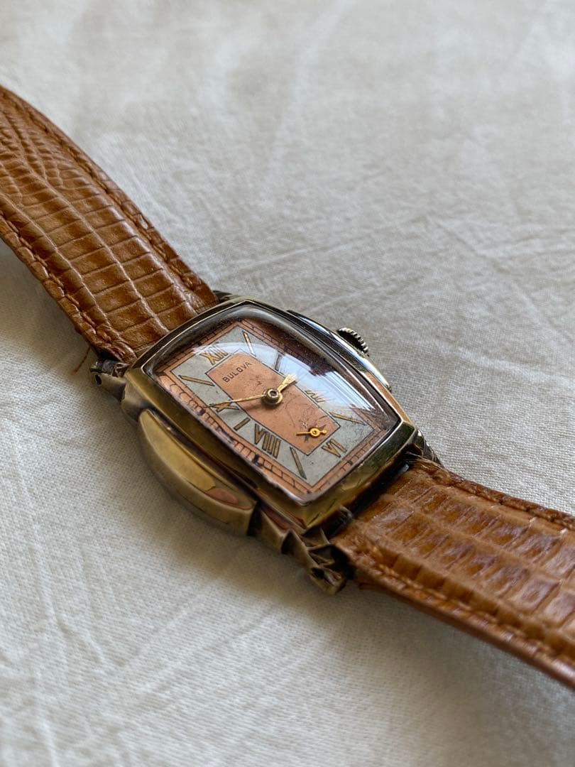 1930年代 BULOVA ツートン アンティーク時計 ビンテージ アールデコ