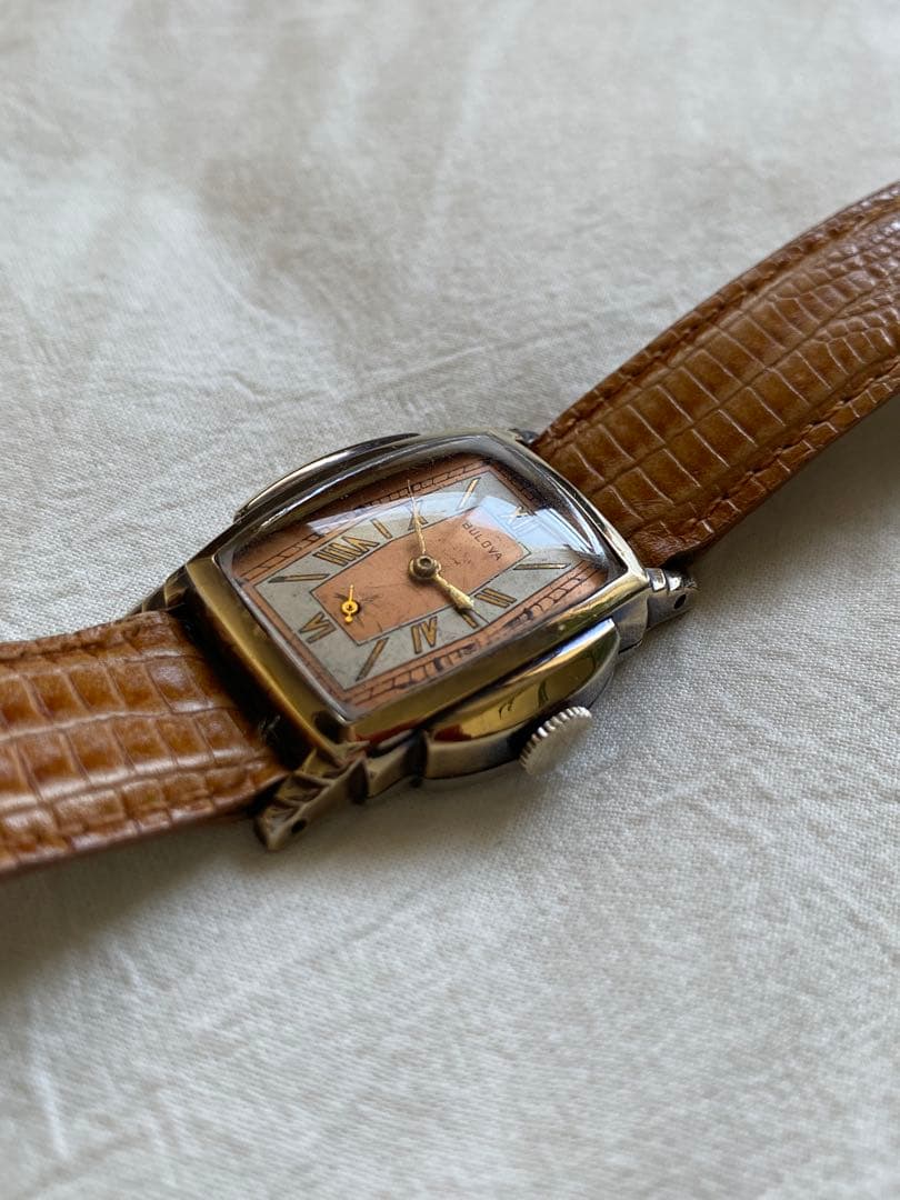 1930年代 BULOVA ツートン アンティーク時計 ビンテージ アールデコ