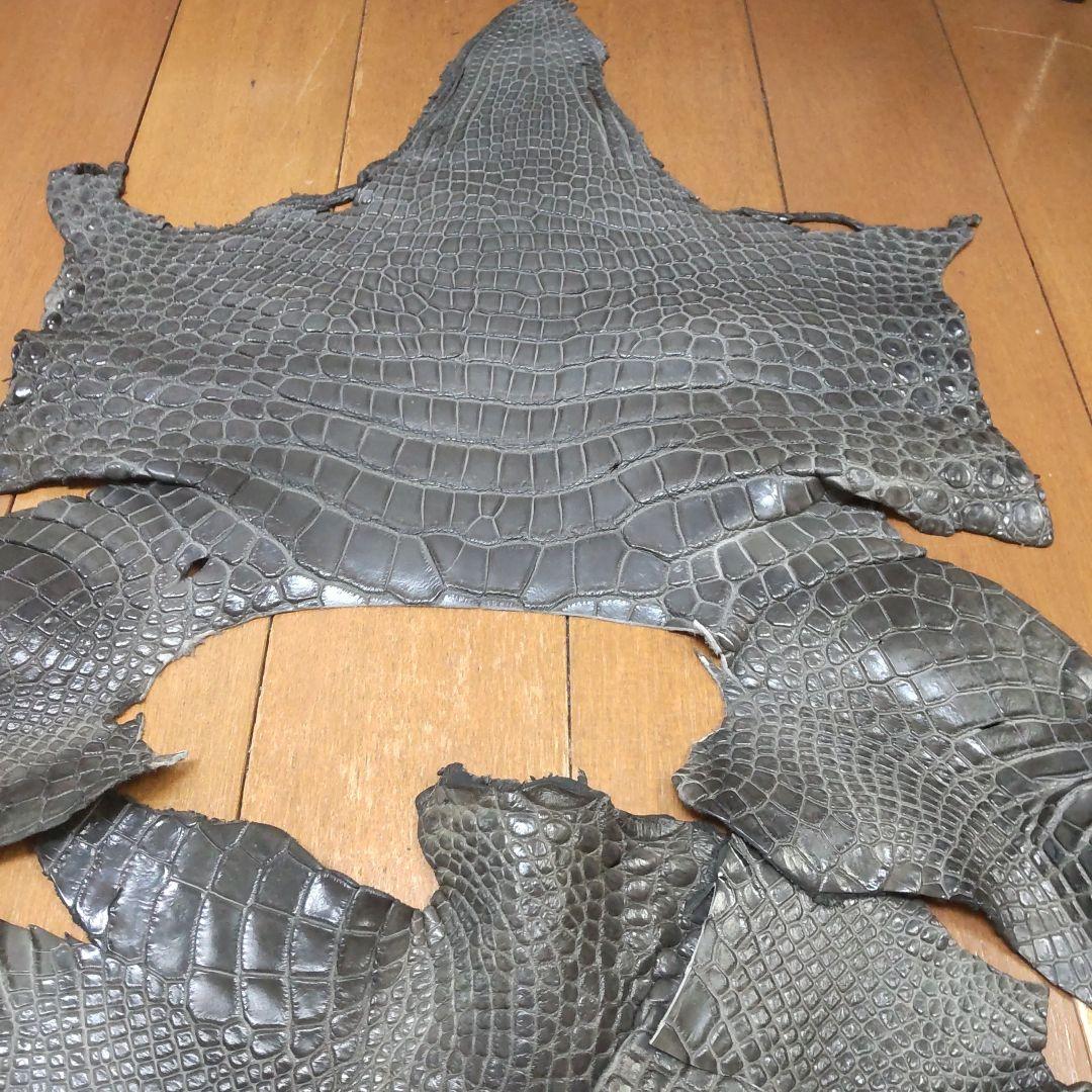 M*z様 クロコダイル（シャムワニ）ハギレ　美品　グレー　Lサイズ　現品限り