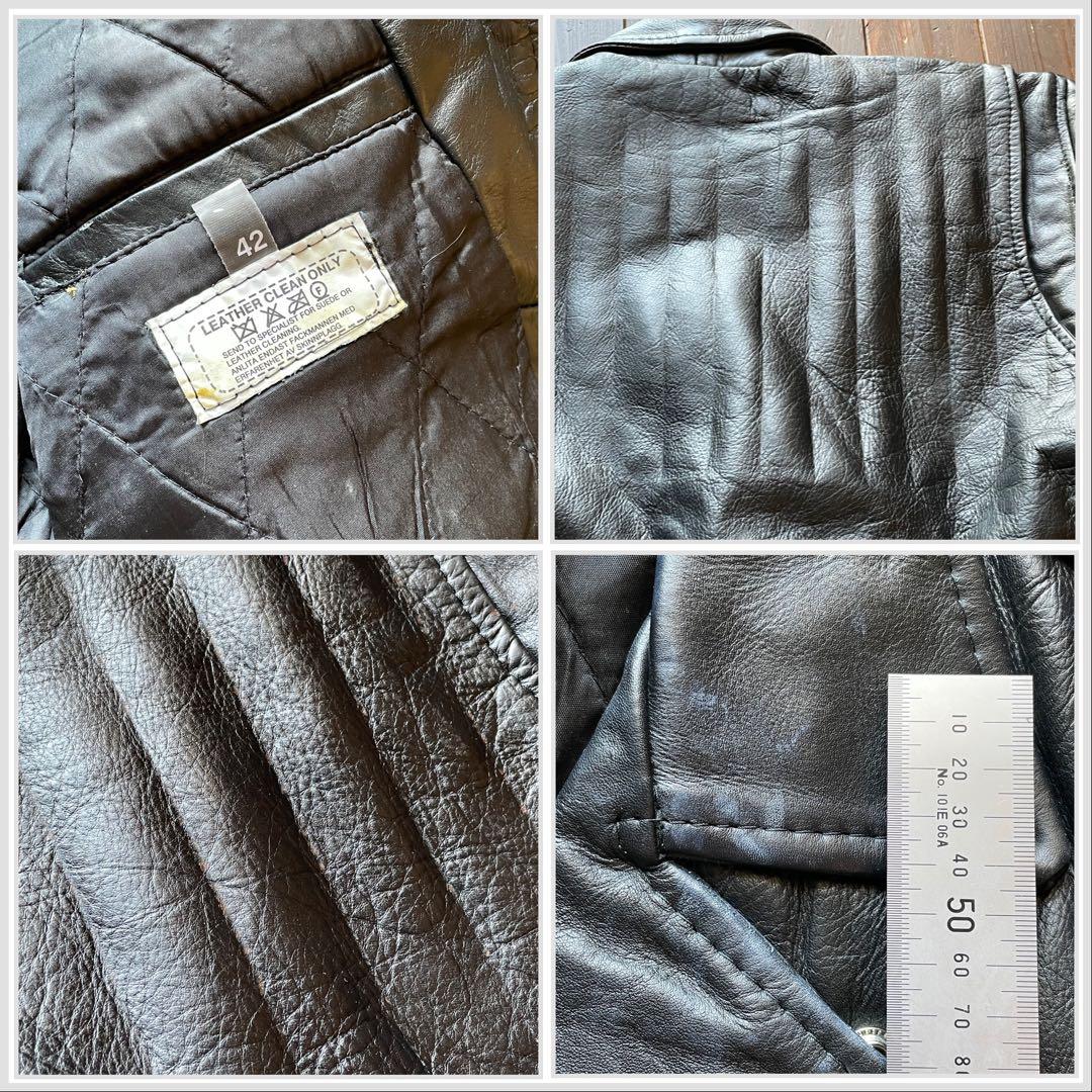 ■439 80年代ヨーロッパ ヴィンテージ古着 レザーライダースジャケット