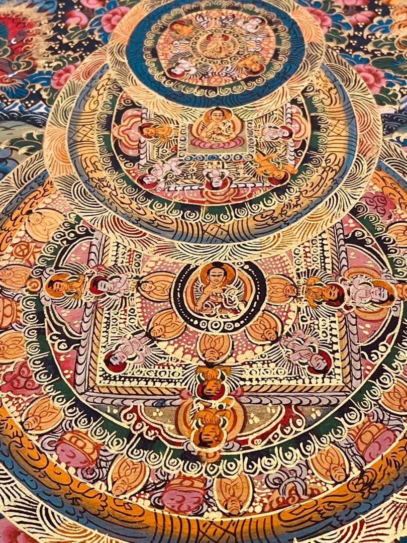 チベット密教 手描き曼荼羅（マンダラ）タンカ 新品・一点物 肉筆画 D4