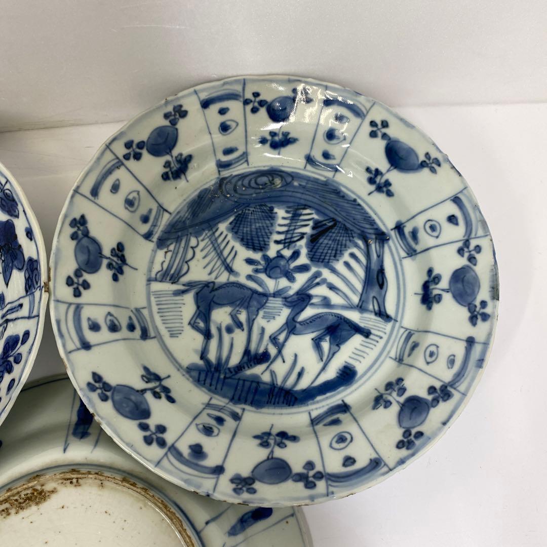 専用　中国明時代　古染付　七寸皿　7枚　チヒコ　東さ6-1201③