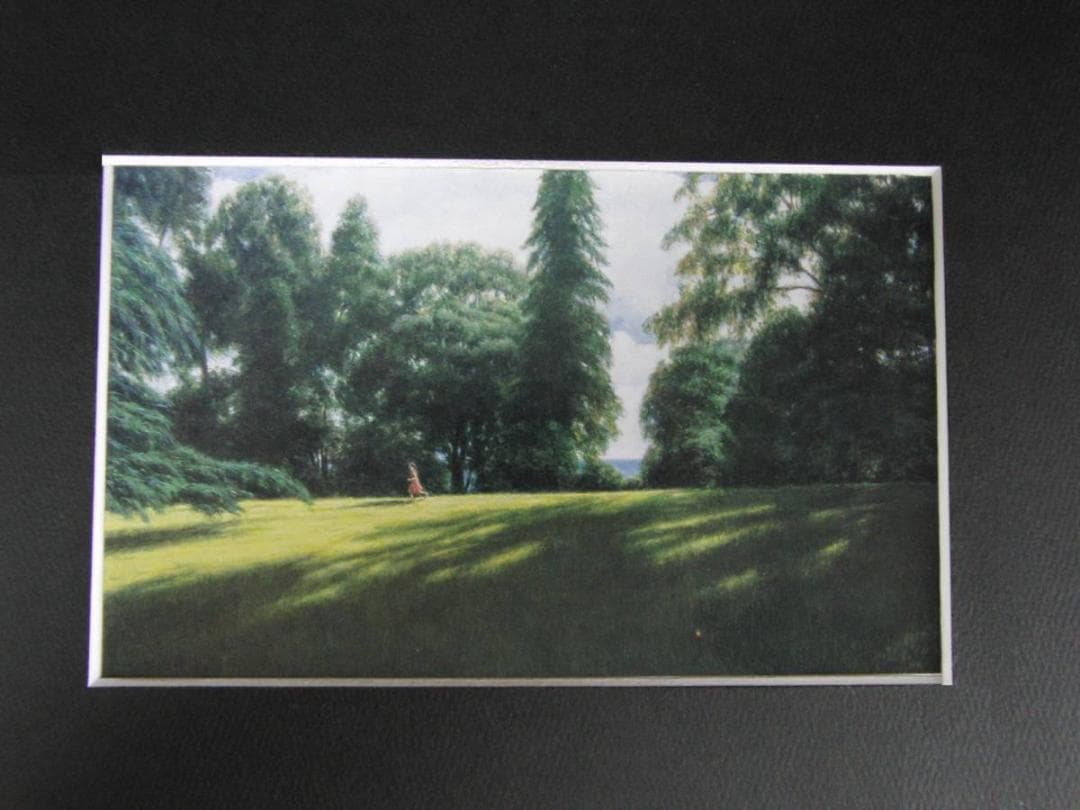 山本貞、【丘の光景】、希少な額装用画集より、新品額装付