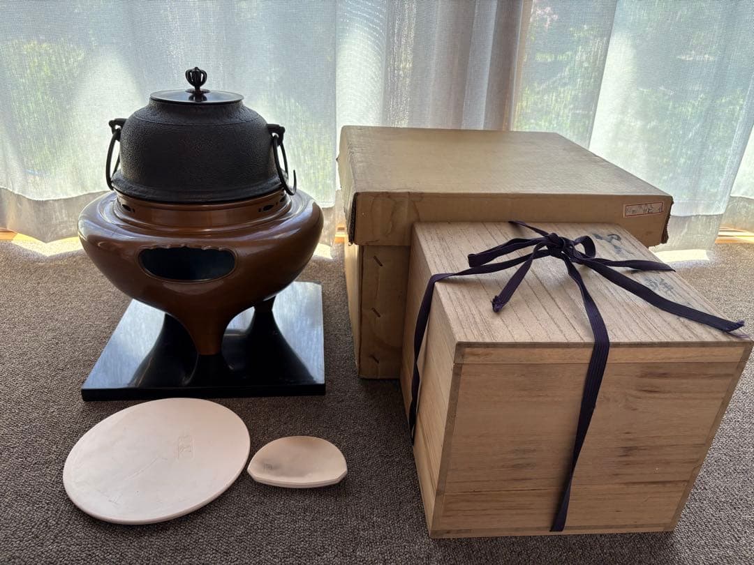 茶道具　高橋敬典作　朝鮮釜　朝鮮風炉　他4点セット　1/2ページ