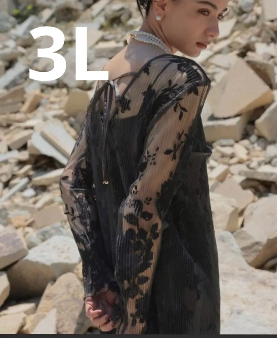 Callarus 2way ベロアフロッキープリーツ ワンピース ドレス 黒