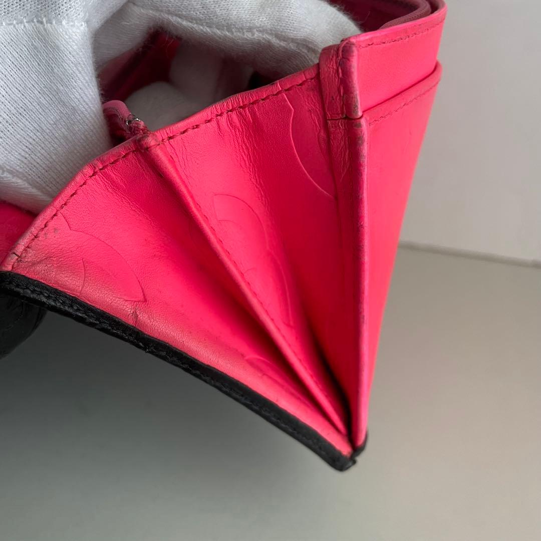 箱シール有り✨CHANEL マトラッセ カンボンライン ２つ折り長財布白黒ピンク