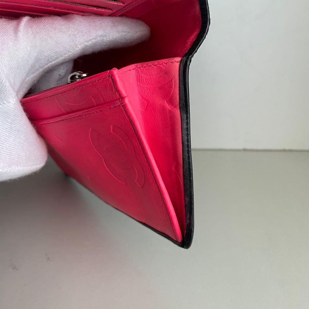 箱シール有り✨CHANEL マトラッセ カンボンライン ２つ折り長財布白黒ピンク