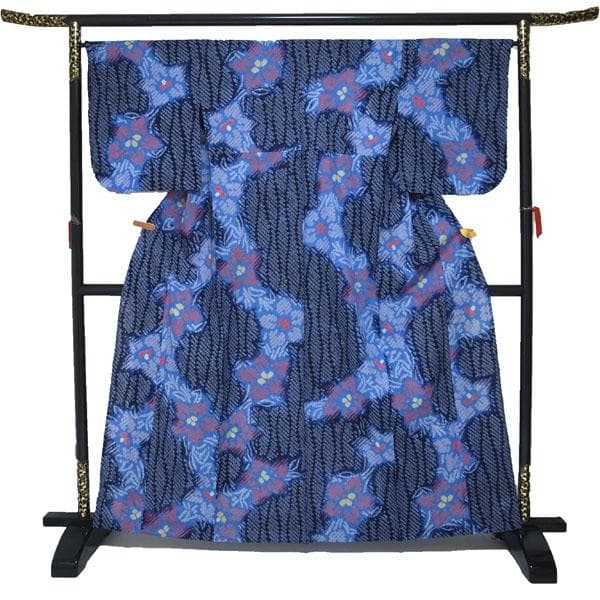 浴衣 本場有松鳴海絞り 単衣 夏物 木綿 綿 裄66.5 Ｍ 中古 sn1781