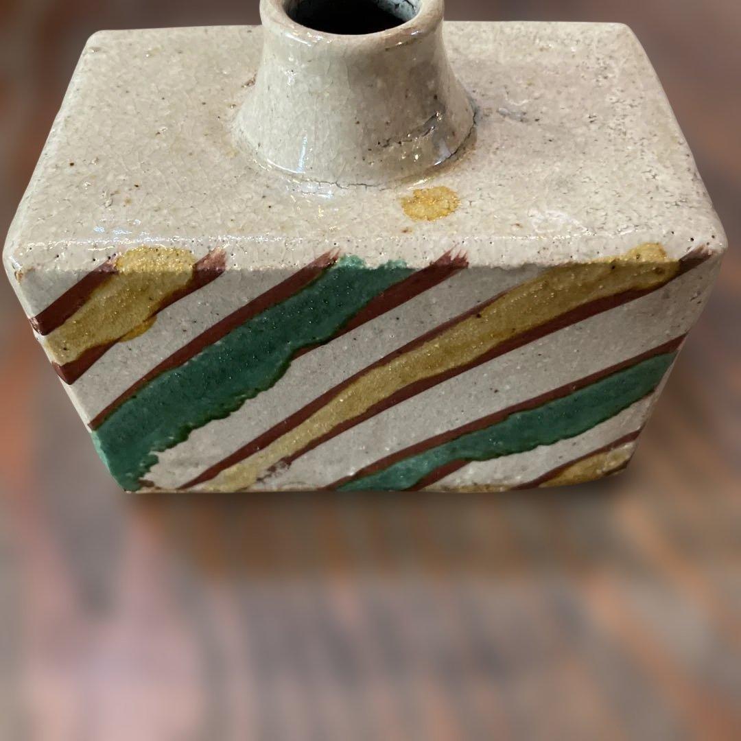 益子焼　合田好道　色絵角瓶　箱なし