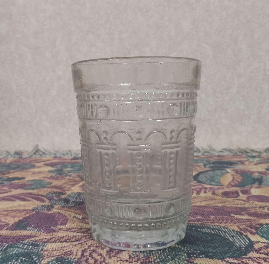 大正～昭和初期 プレスガラス  幾何学模様 水飲みコップ 和ガラス
