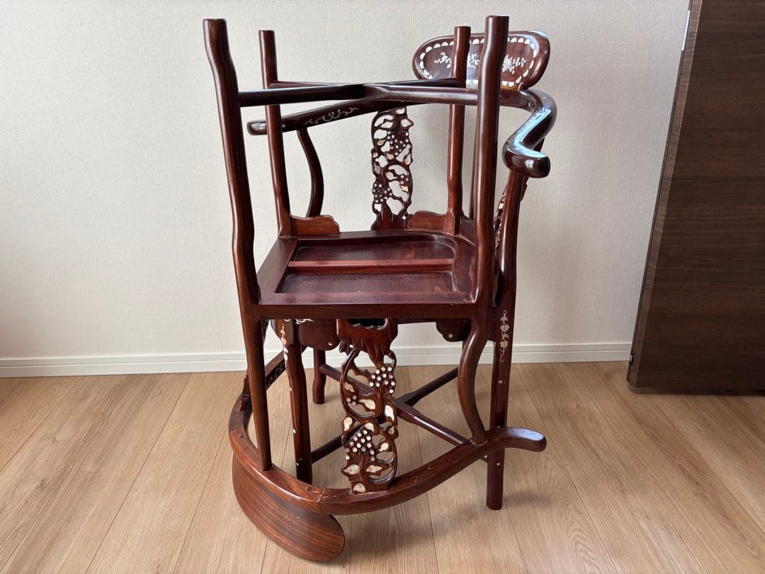 【セット②：椅子2脚組】唐木家具 螺鈿細工 チェア ※机別売