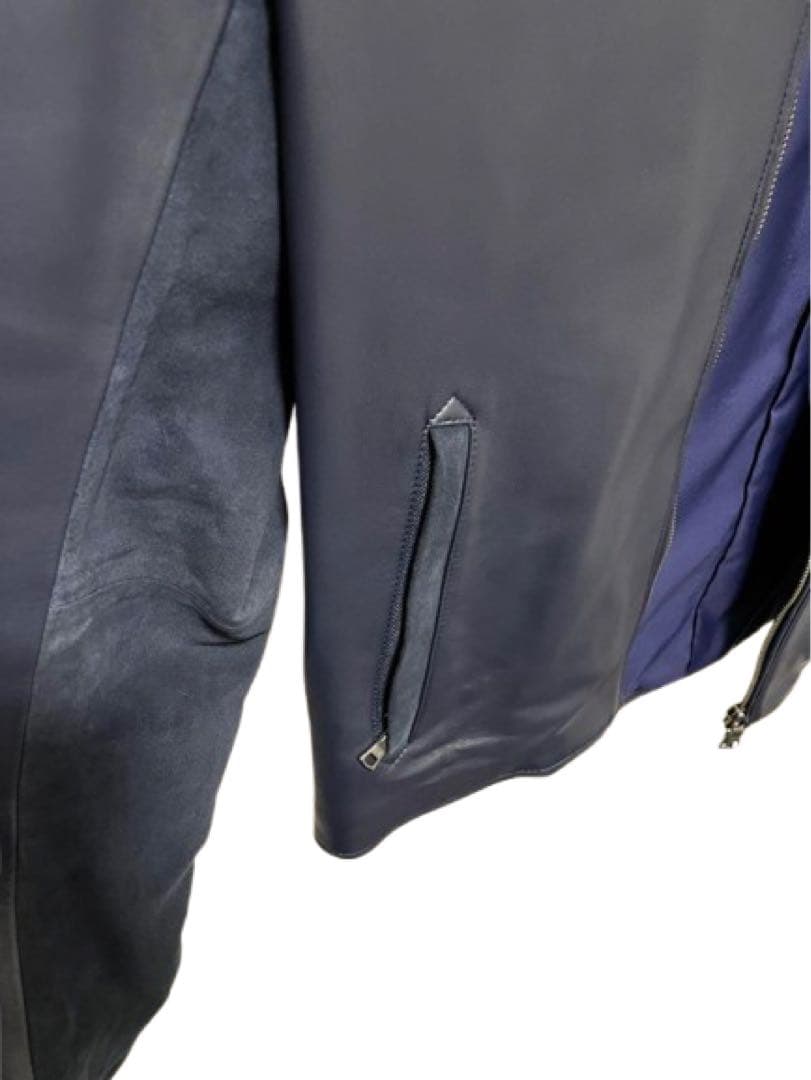 参価7.7万【ダファー】インディゴレーベル ネイビーシングルレザーライダース