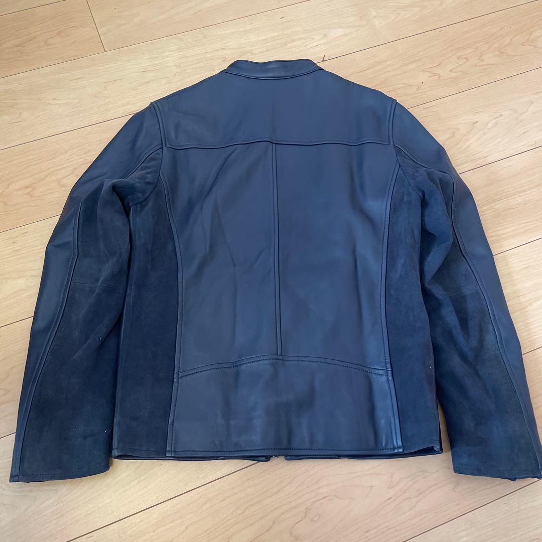 参価7.7万【ダファー】インディゴレーベル ネイビーシングルレザーライダース