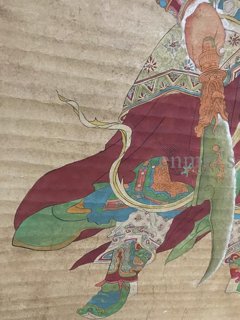 中国古美術 明代 唐寅款 関公画 掛軸 宣紙 唐物 書画 名家作 風水鎮宅 肉筆