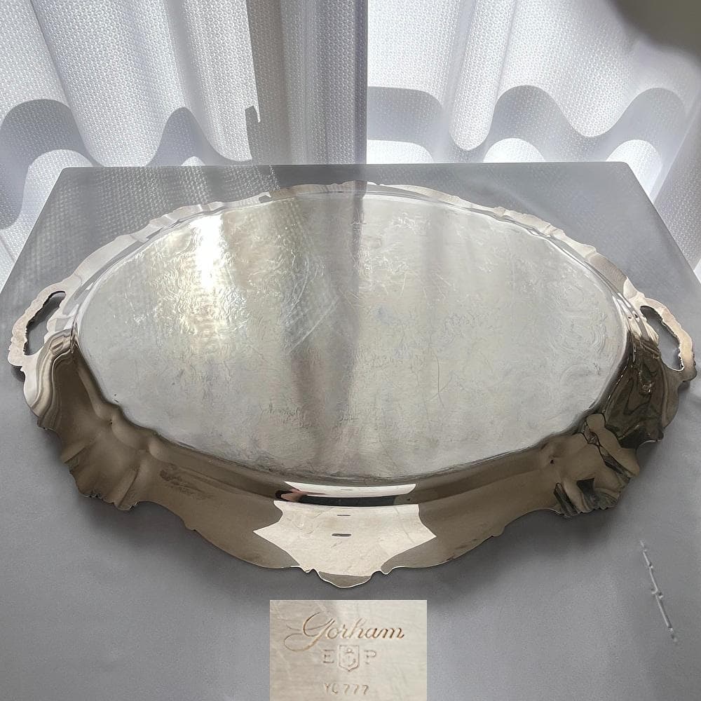 【Gorham】ギャラリートレー【シルバープレート】67cm 特大型