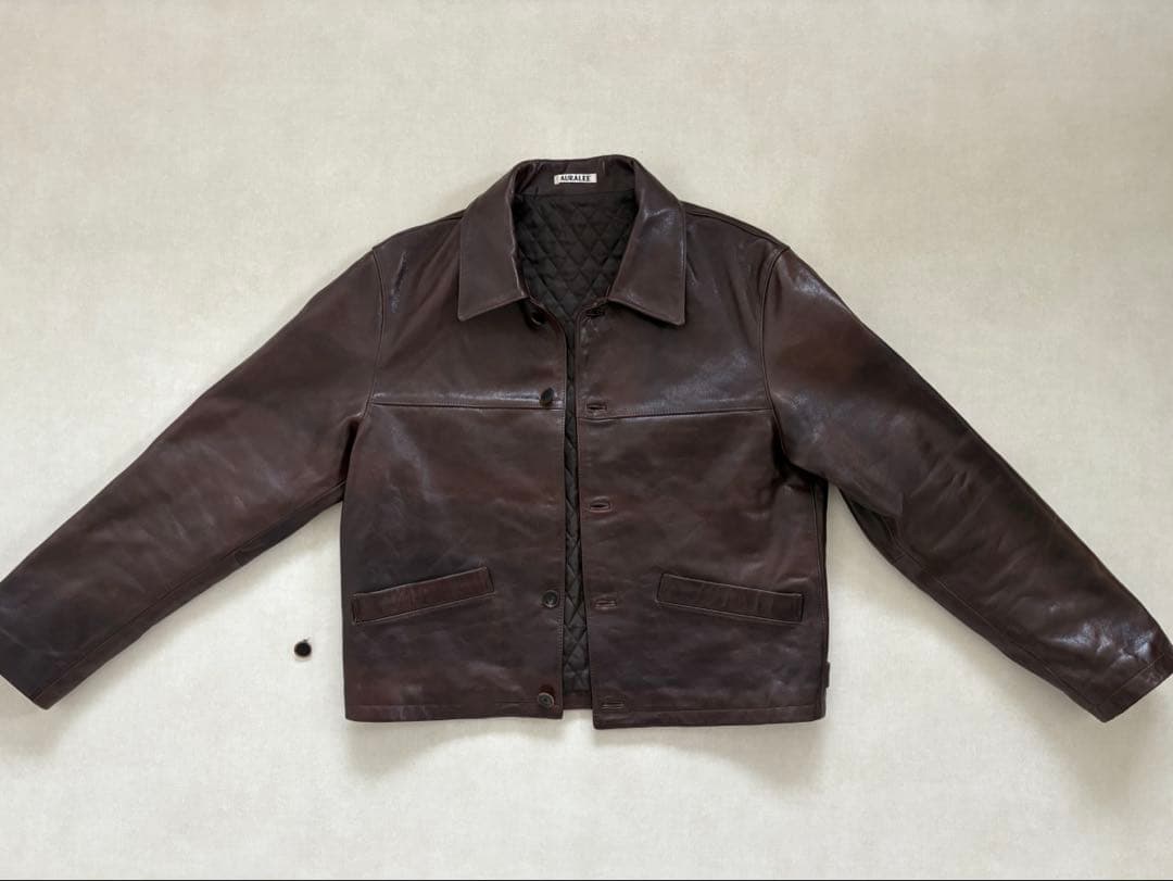 ジャケット・アウター AURALEE HEAVY LAMB LEATHER BLOUSON SIZE4