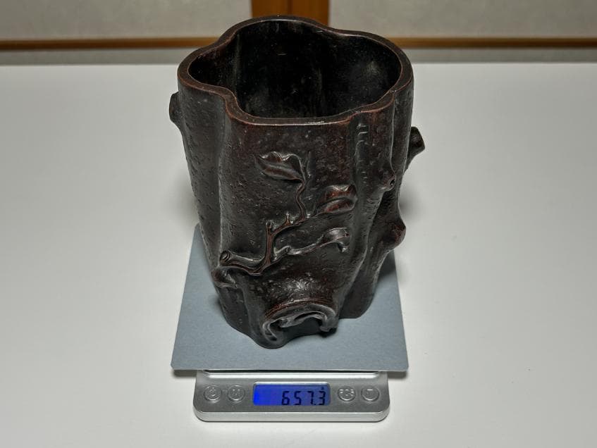 中国宜興 朱泥 切株 筆筒 筆立 書道 陳鳴遠 骨董品