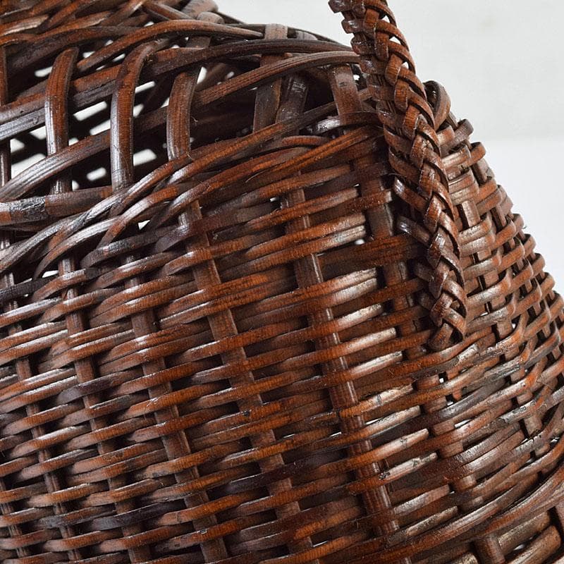 茶道具　吉田ふみ与作　耳付掛花籠　籠花生　時代箱付　V　R9539