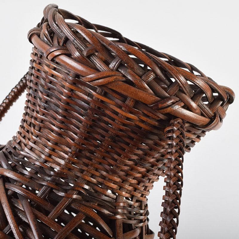 茶道具　吉田ふみ与作　耳付掛花籠　籠花生　時代箱付　V　R9539