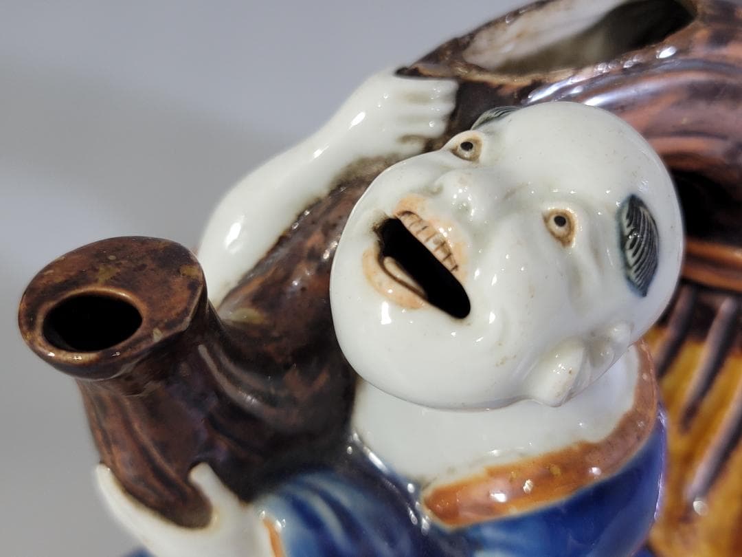 平戸焼 色絵 布袋 徳利 水注 古平戸