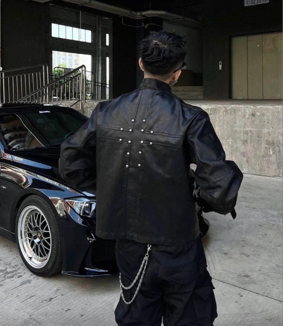 SGW 十字架 ライダースジャケット　レザー　秋　クロスモチーフ