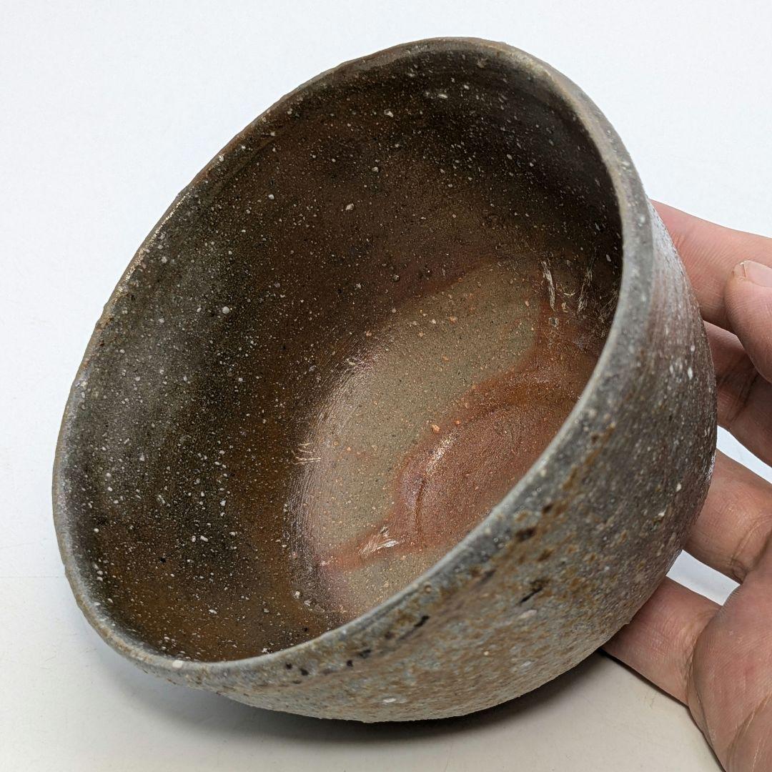 備前焼 ゴマ窯変茶盌 合箱 抹茶碗 抹茶茶碗 茶道具 茶器 食器 在銘 作家作品