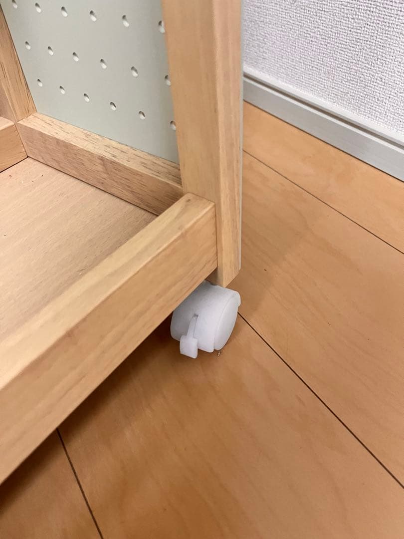 木製ワゴン　有効ボード付き　フック付きワゴン 2段　ミシンワゴン