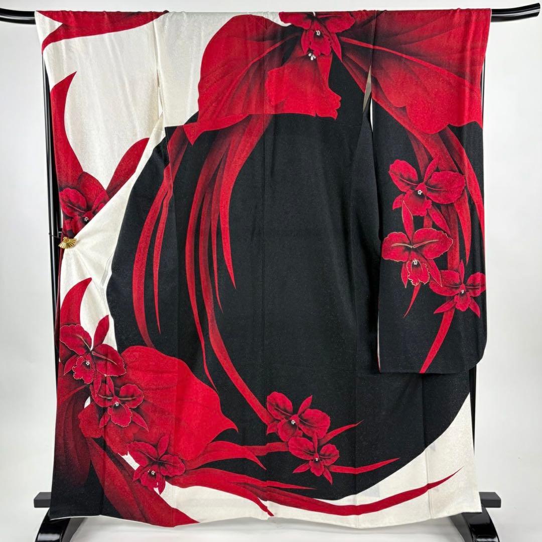 美品　大柄　染め分け　花　鈴乃屋　地紋　銀通し　金彩　※振袖のみ