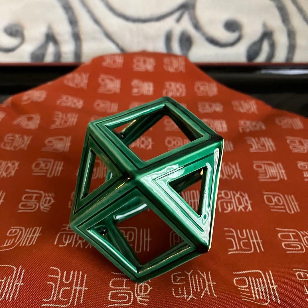 茶道具 中村翠嵐 青交趾切子 蓋置