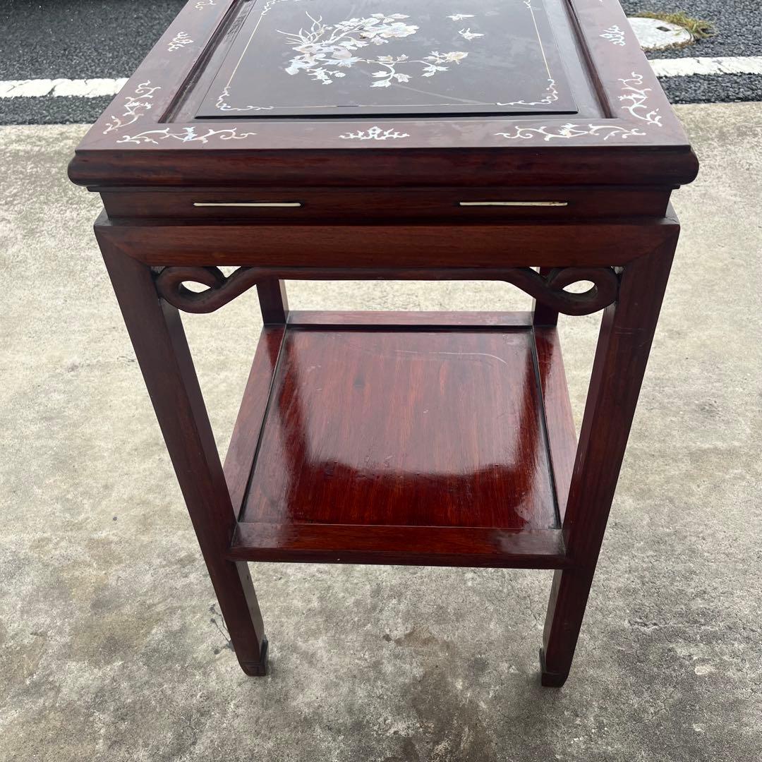 希少◆中国 唐木 螺鈿 青貝 螺鈿象嵌 花梨　ネストテーブル
