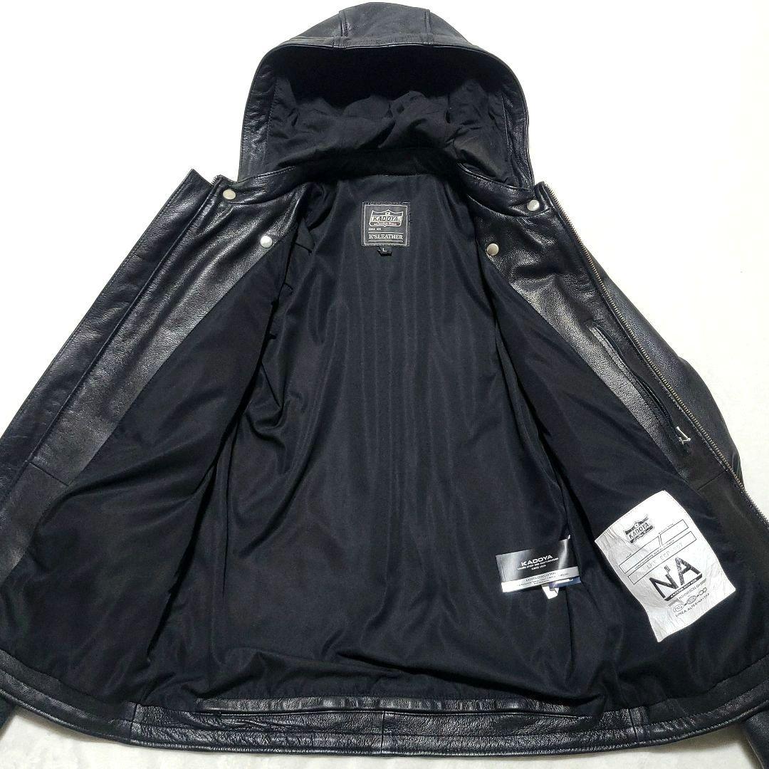 美品 カドヤ　ライダースジャケット EURO CAPP 2WAY レザー フード