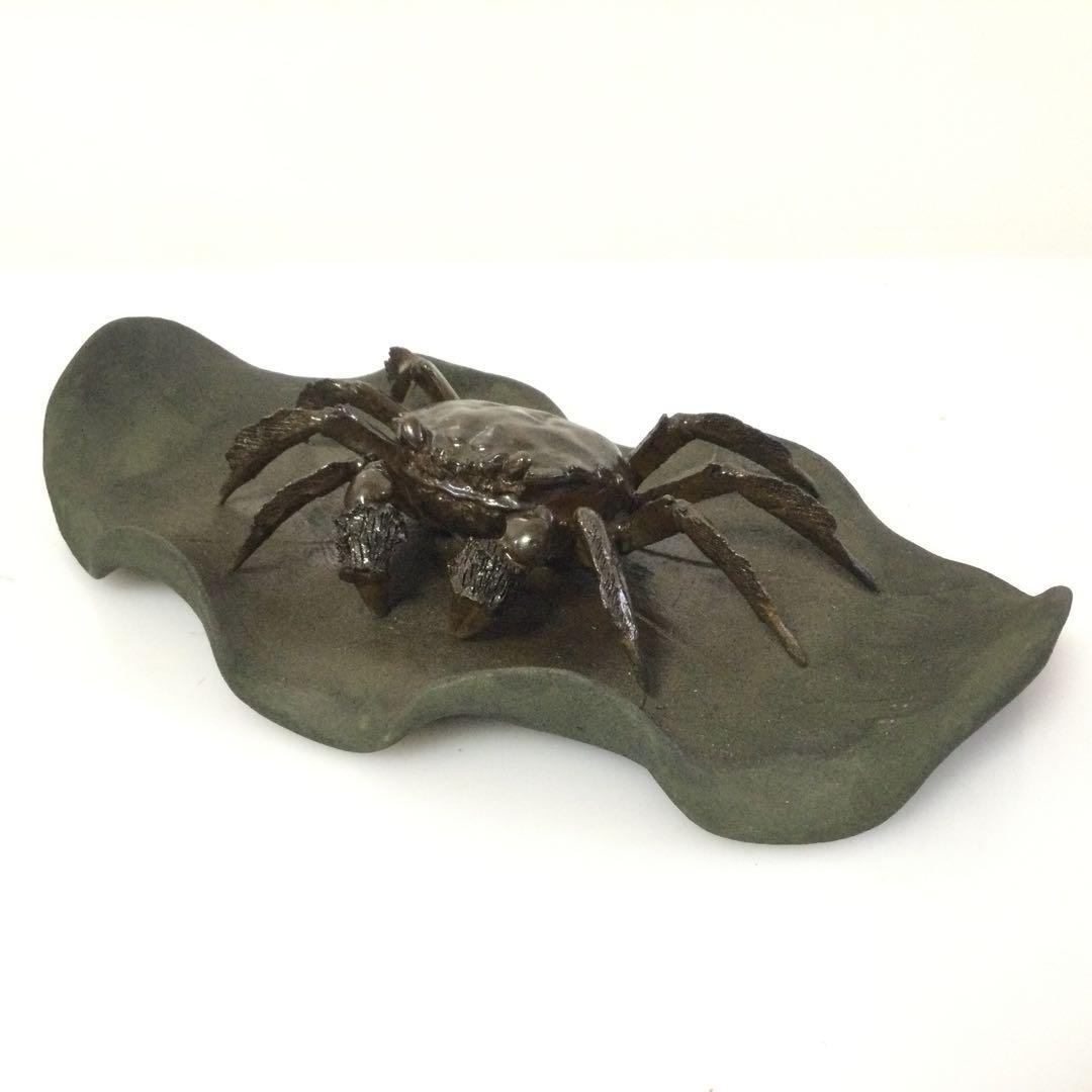 陶器置物 蟹置物 銘無し 焼物 M 検)水月焼 楽山焼 二六焼