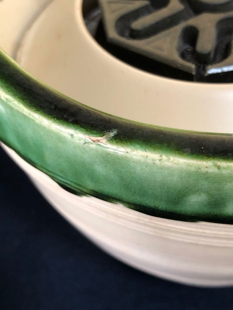 《R》野々田式 織部 江戸火鉢 電熱器 煎茶 茶道具　1f