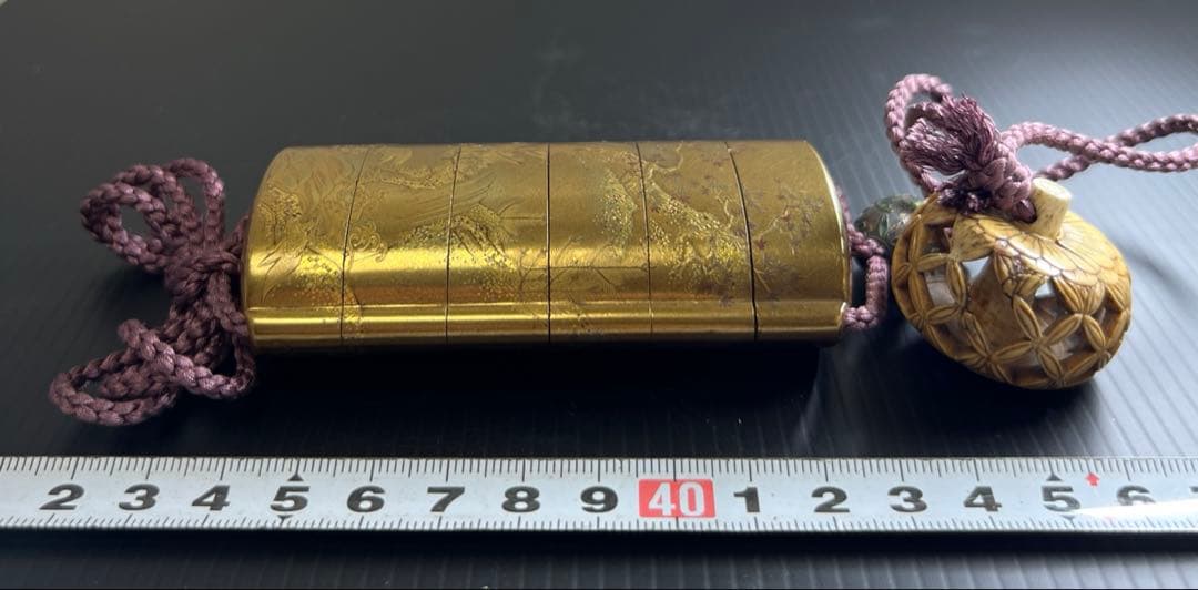 梶川作　極上蒔絵印籠　蓋無木箱付　71g 東Y7-0710⭐︎2F