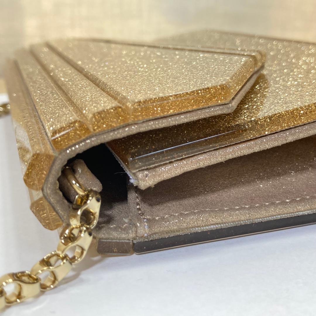 JIMMY CHOO ジミーチュウ グリッター チェーン ショルダーバッグ