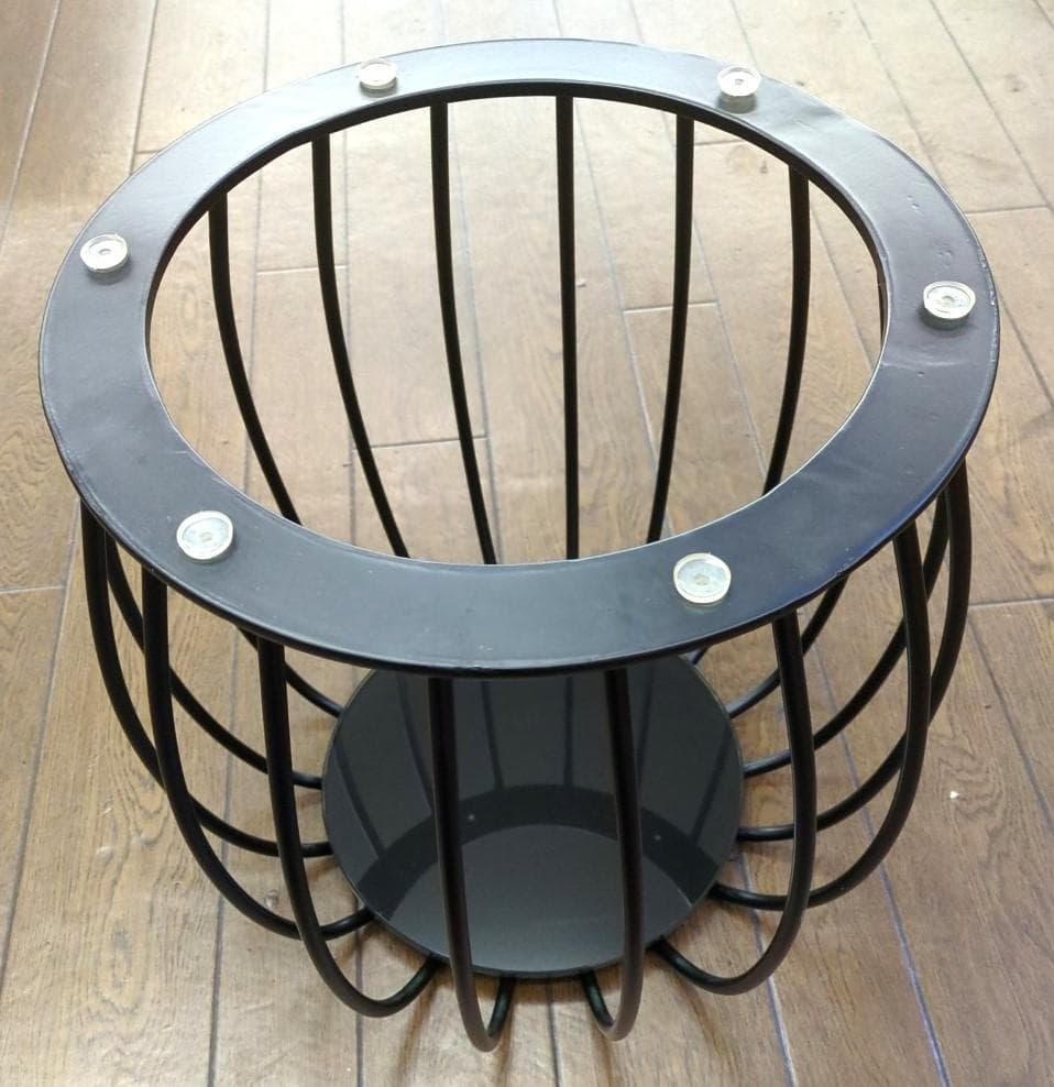 〈即購入可〉ドリームベッド サイドテーブル ガラステーブル ブラック アイアン