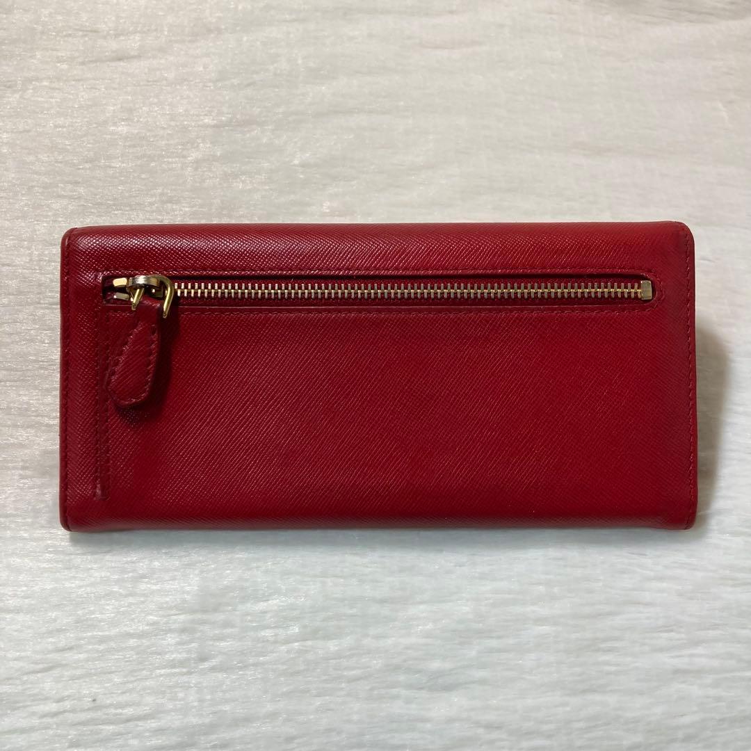 お買い得品　PRADA プラダ　サフィアーノ　長財布　赤　付属品　三角ロゴ