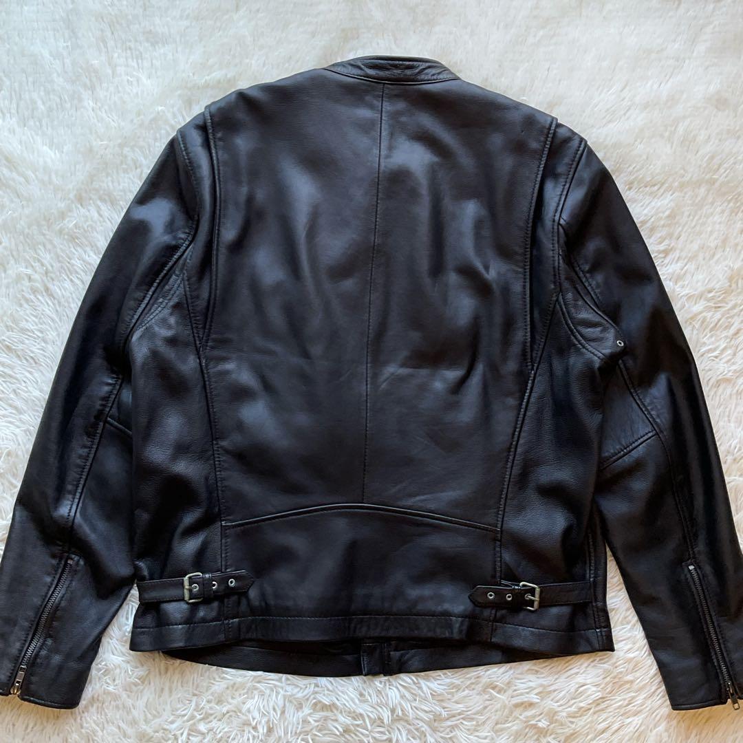 人気✨RIDEZ レザージャケット　シープスキン　本革　ブラック　XXL 大きい