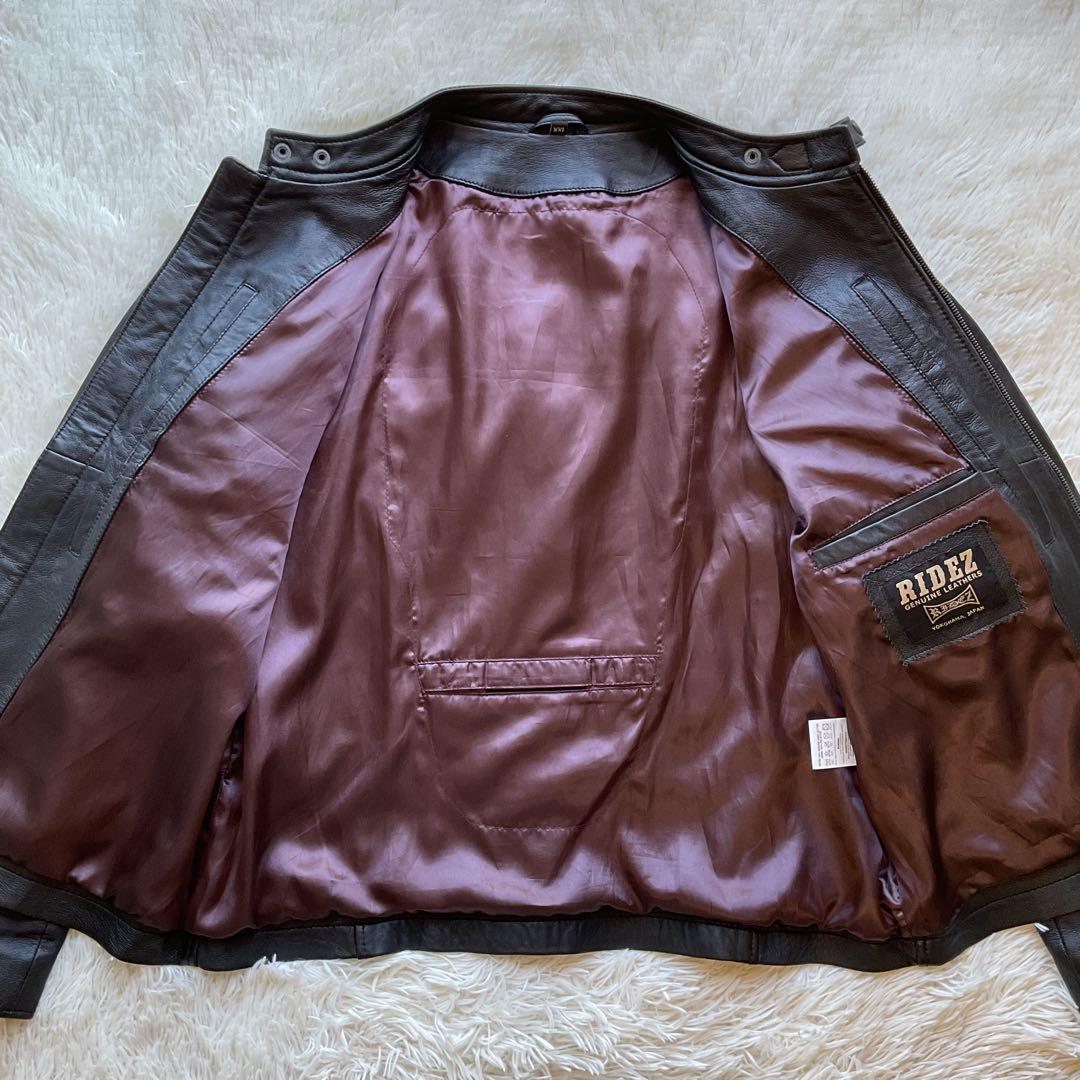 人気✨RIDEZ レザージャケット　シープスキン　本革　ブラック　XXL 大きい