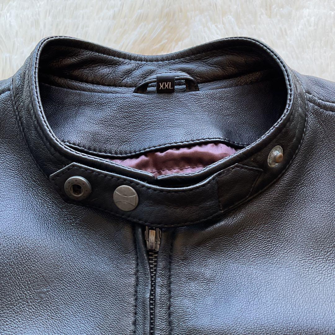 人気✨RIDEZ レザージャケット　シープスキン　本革　ブラック　XXL 大きい