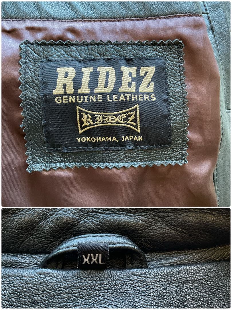 人気✨RIDEZ レザージャケット　シープスキン　本革　ブラック　XXL 大きい
