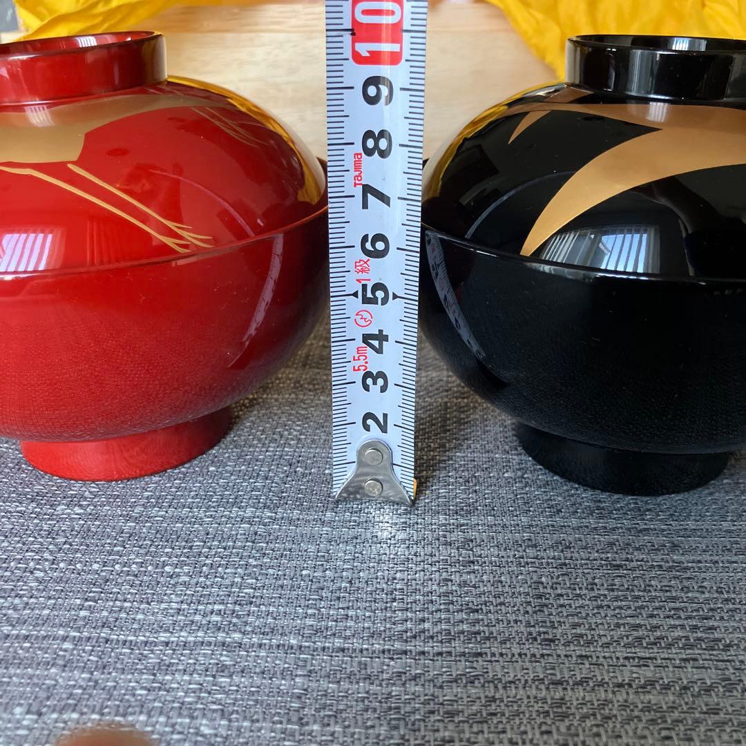 未使用　輪島塗　高州堂　蓋付　夫婦椀　鶴