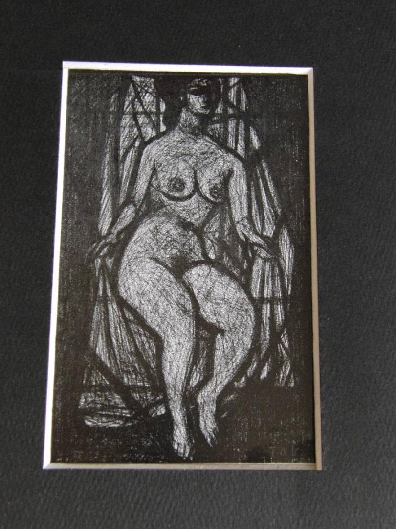 林武、「裸婦」、希少な画集の額装画、オーダーマット付・日本製新品額入り