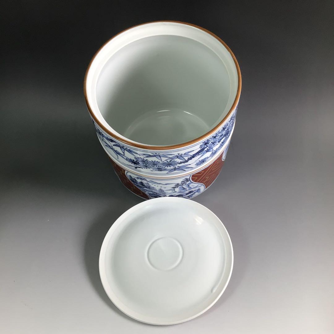 Ｒ２６２　皆具　『西尾瑞豊造』『染付金欄手皆具』　共箱　茶道具