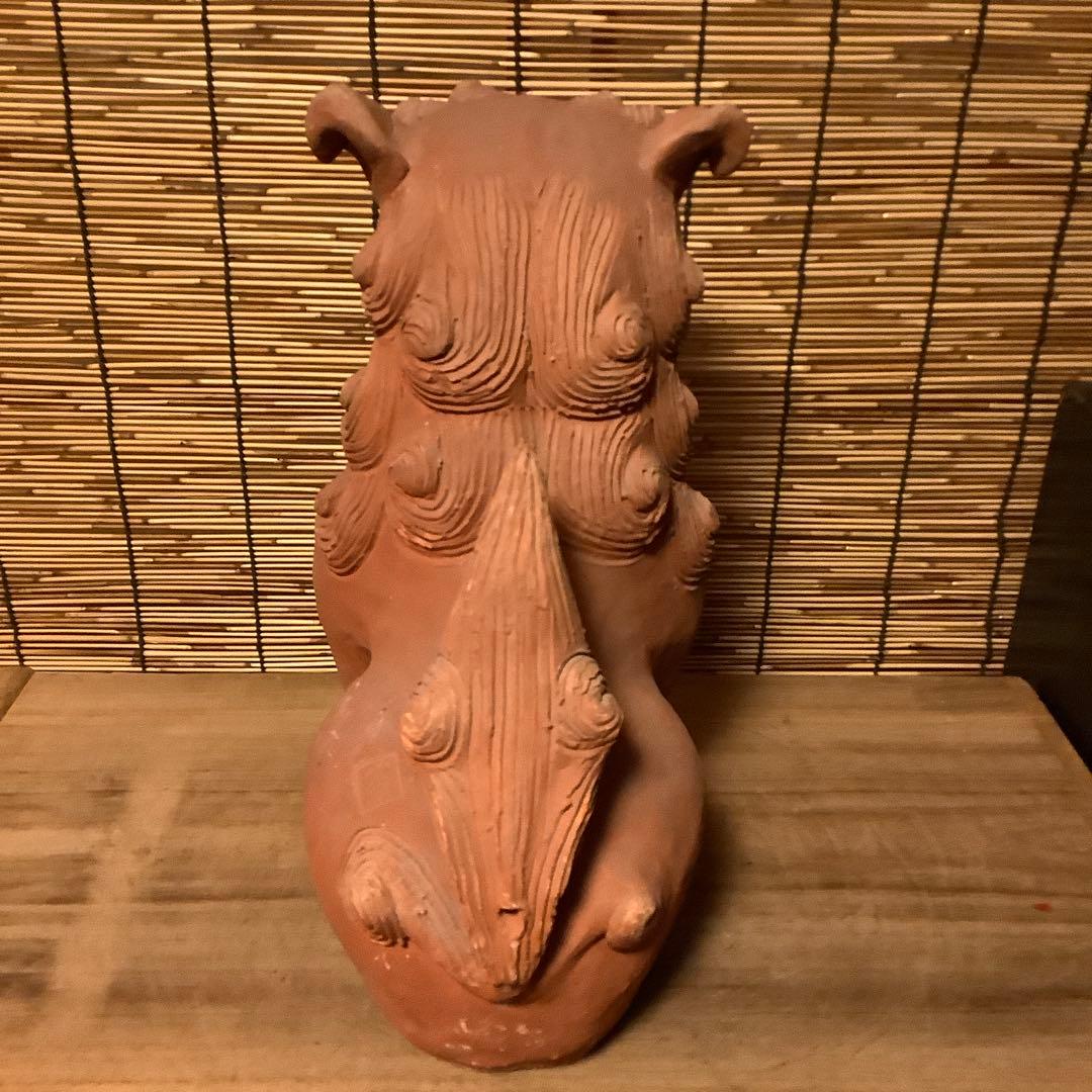 沖縄・名工「新垣榮用・壺屋焼シーサー」狛犬・榮用窯・荒焼・手ひねり・阿吽・銘刻印